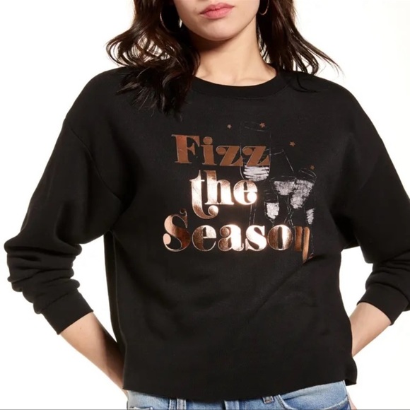 HP! BP. Fizz The Season Raw Hem Sweatshirt Women’s Size Medium - Picture 3 of 11